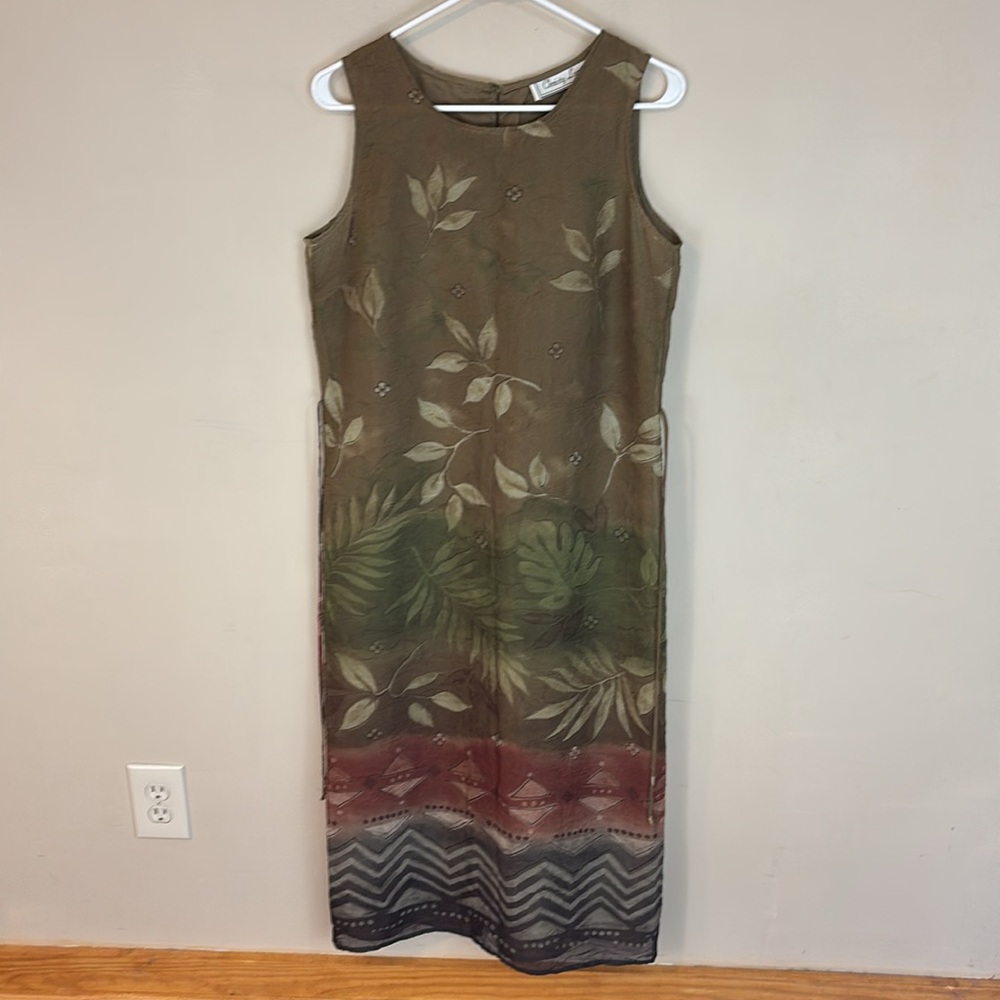 Vintage 90s Christy Lyn Sleeveless Olive Ombre’ Maxi Dress